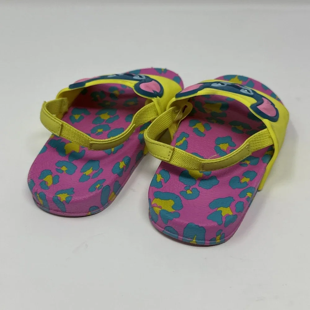Disney Stitch Beach Sandals - Pink‎ Yellow Blue Leopard - Size Kids 7/8